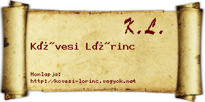 Kövesi Lőrinc névjegykártya
